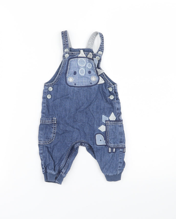 George Baby Blue   Dungaree One-Piece Size 3-6 Months  - dinosaur