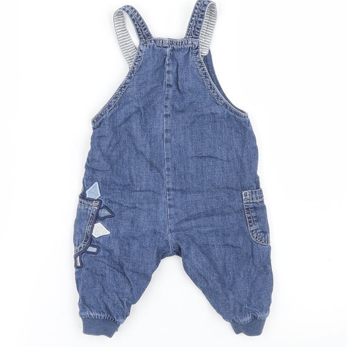 George Baby Blue   Dungaree One-Piece Size 3-6 Months  - dinosaur