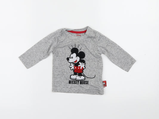Front view of Primark Baby Grey Basic Casual, size 3-6, Months - Mickey Mouse