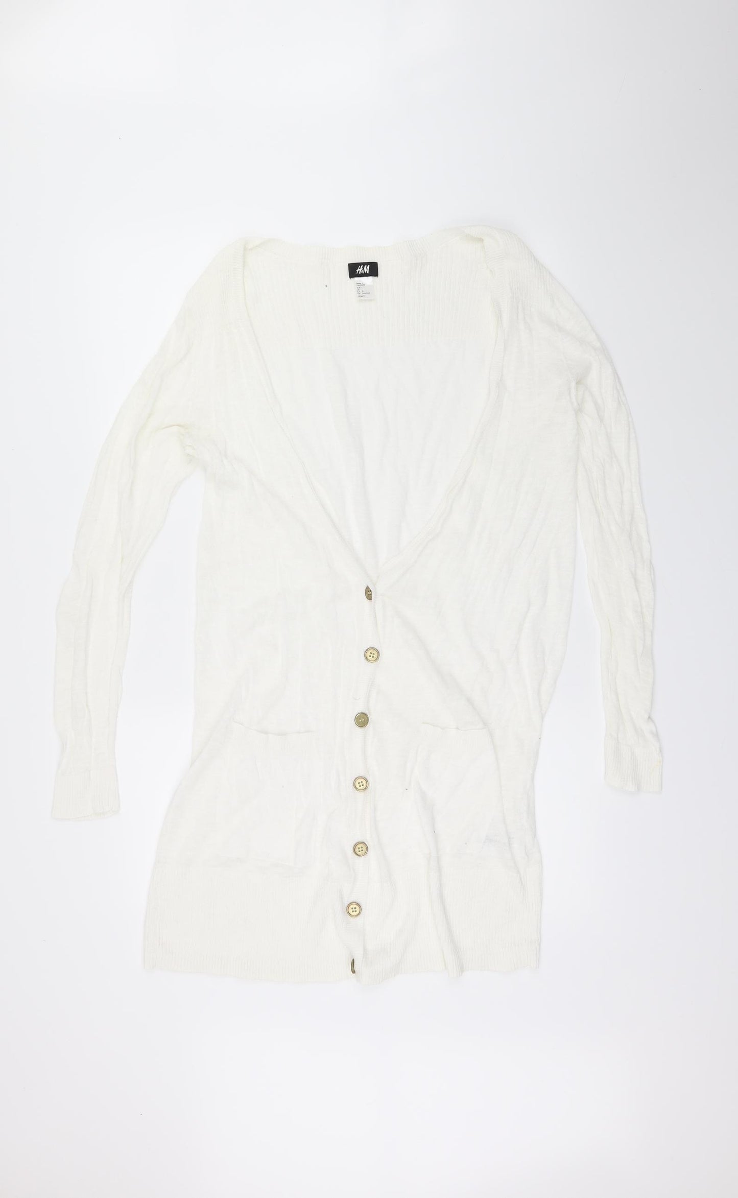 H&M Womens White   Cardigan Jumper Size L