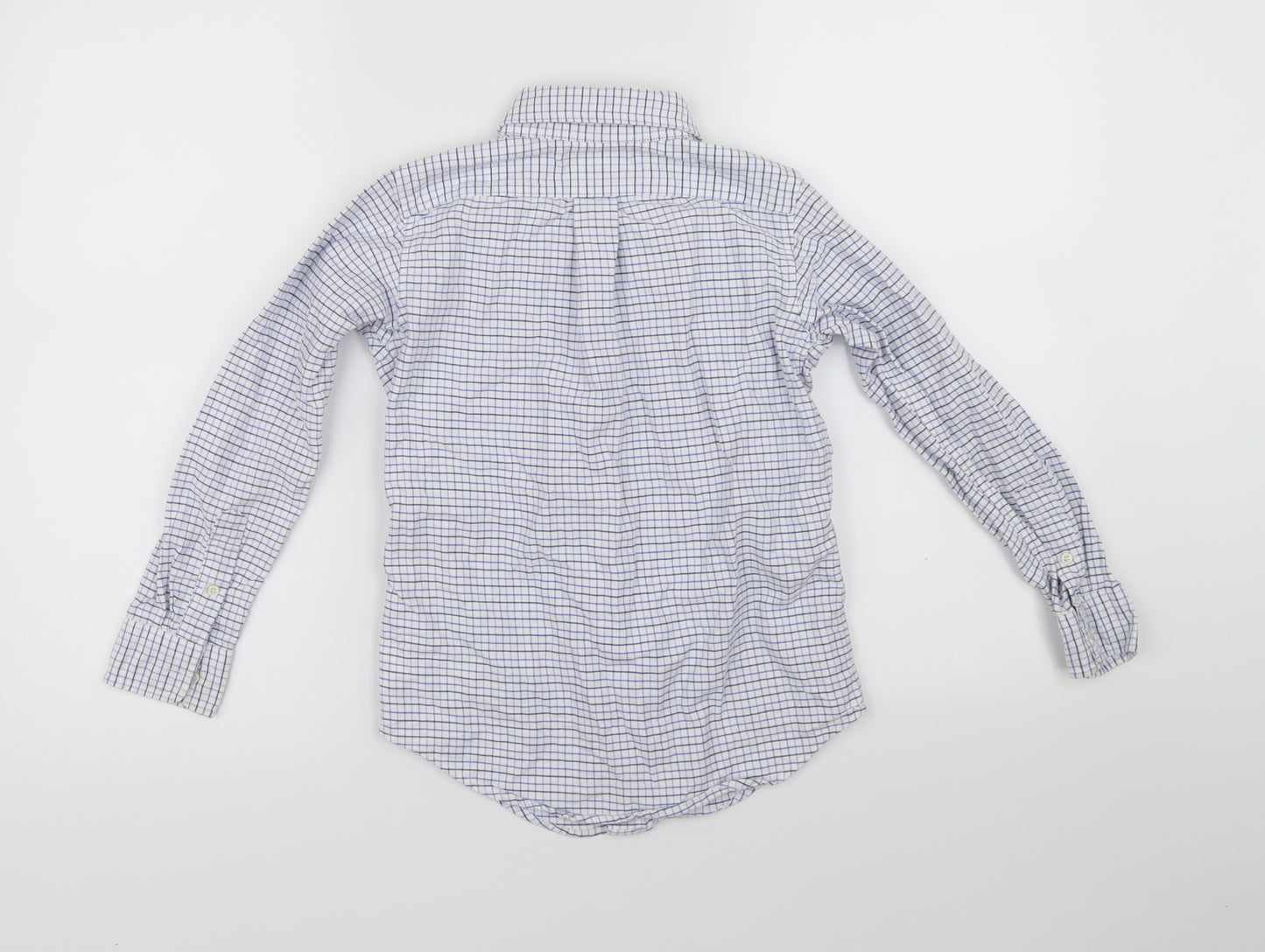 Ralph Lauren Boys White Check  Basic Dress Shirt Size 7 Years