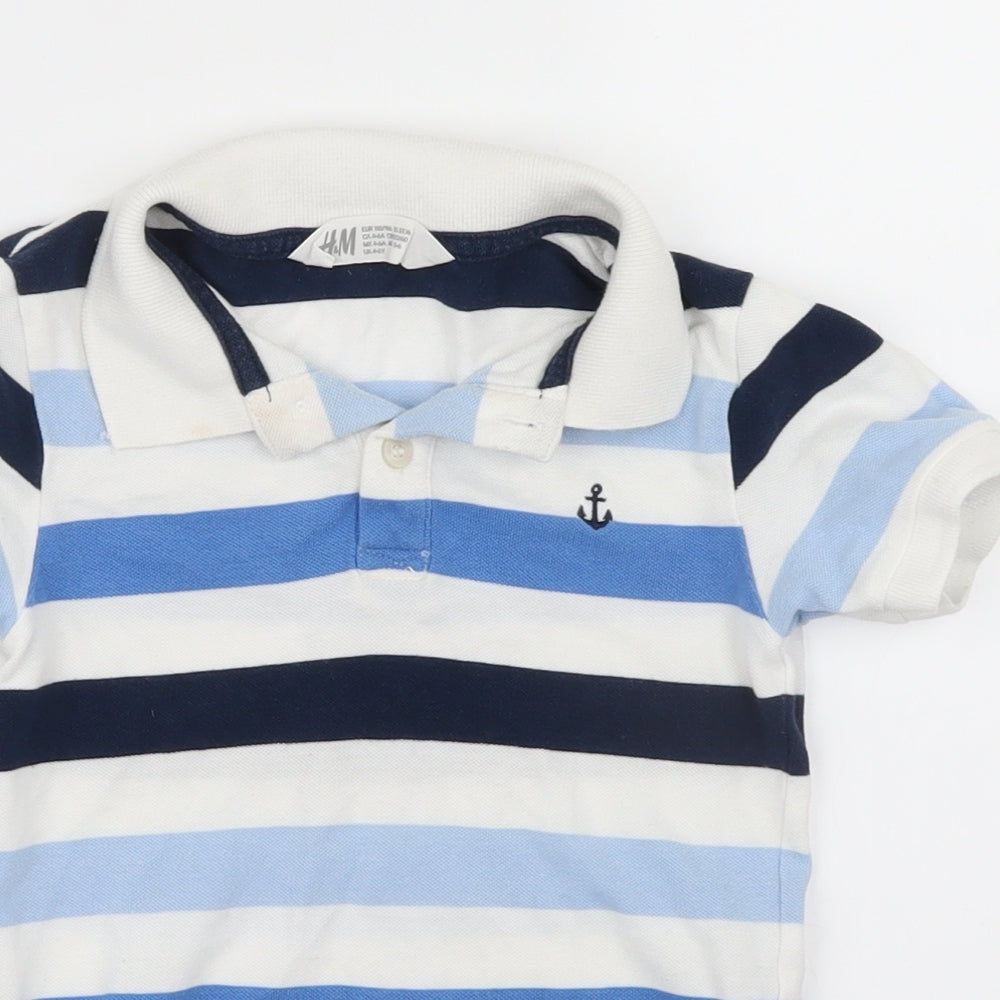 H&M Boys White Striped  Basic Polo Size 4-5 Years