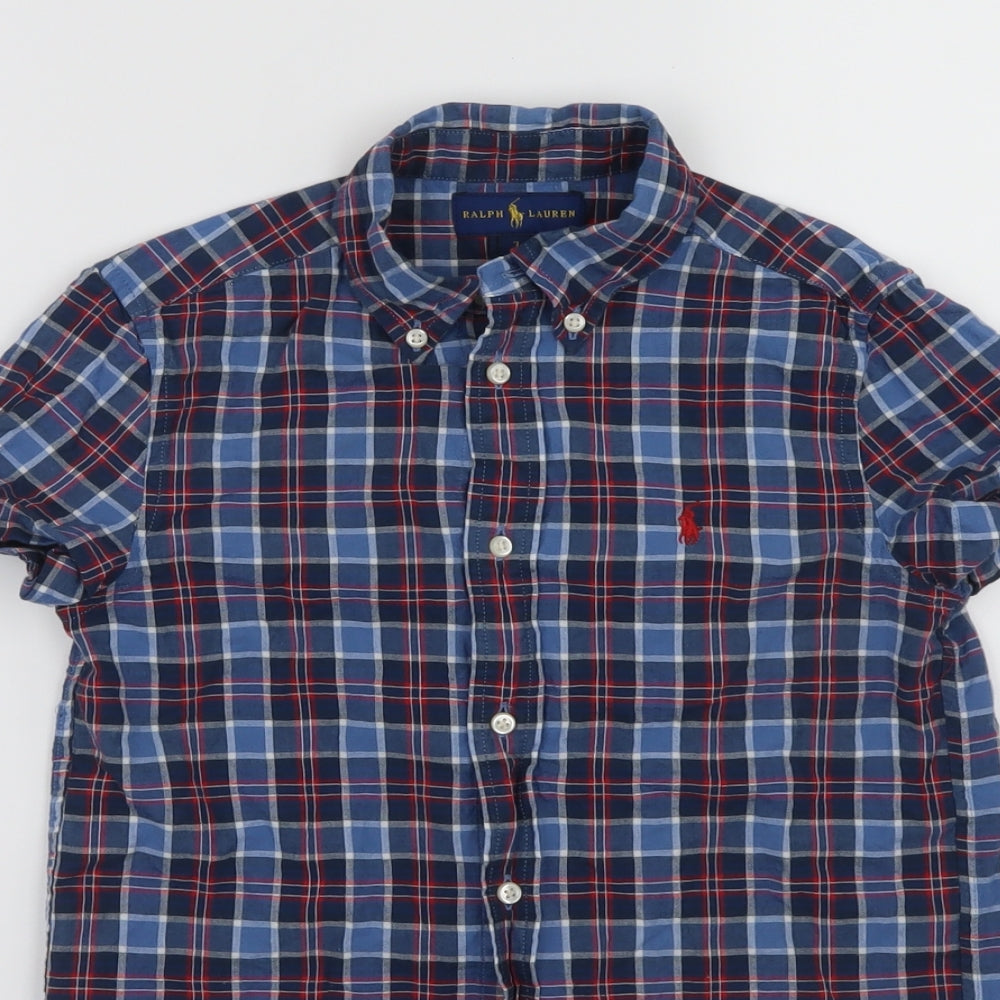 Ralph Lauren Boys Blue Check  Basic Button-Up Size 7 Years