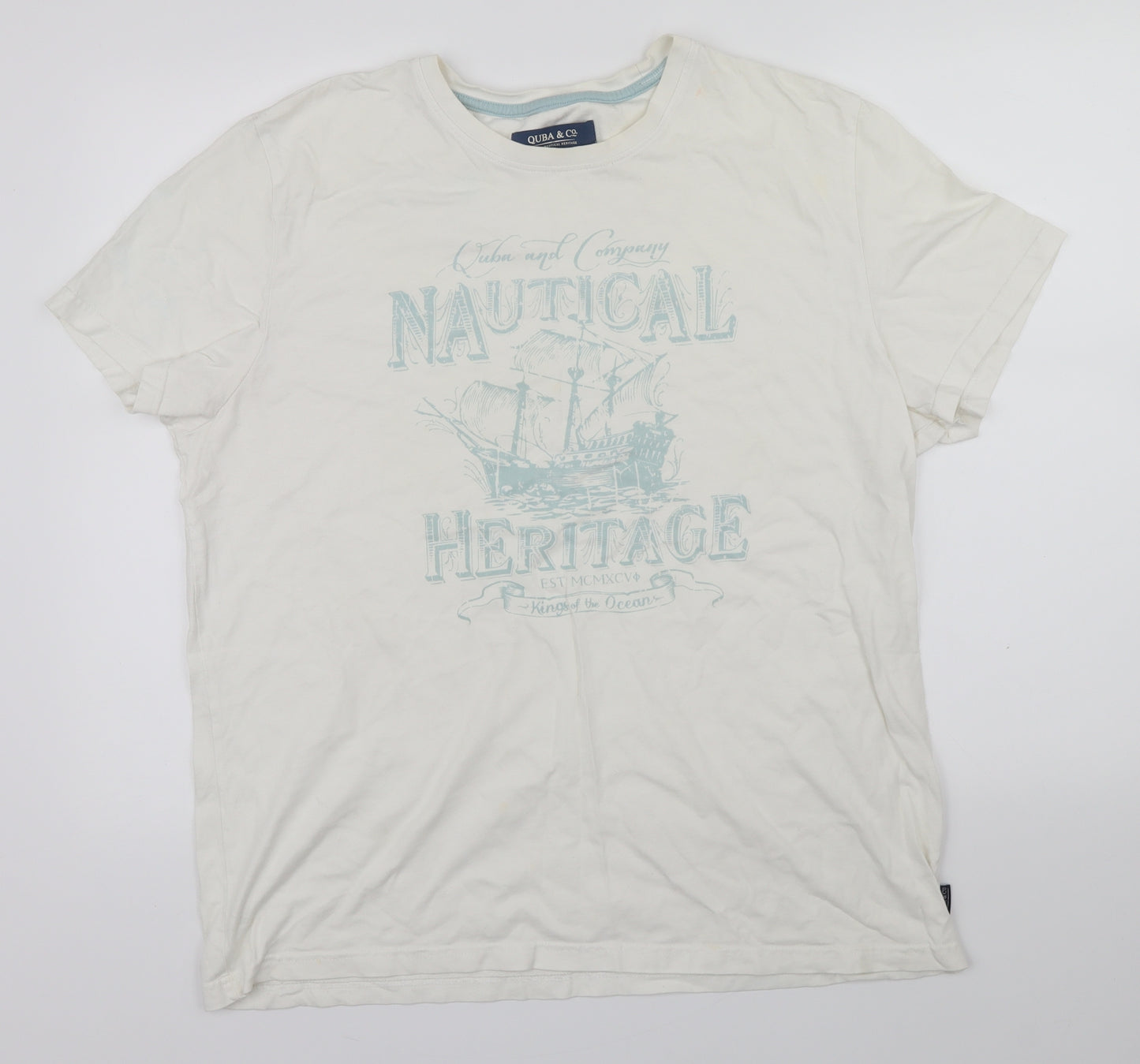 Quba & Co Mens White    T-Shirt Size XL