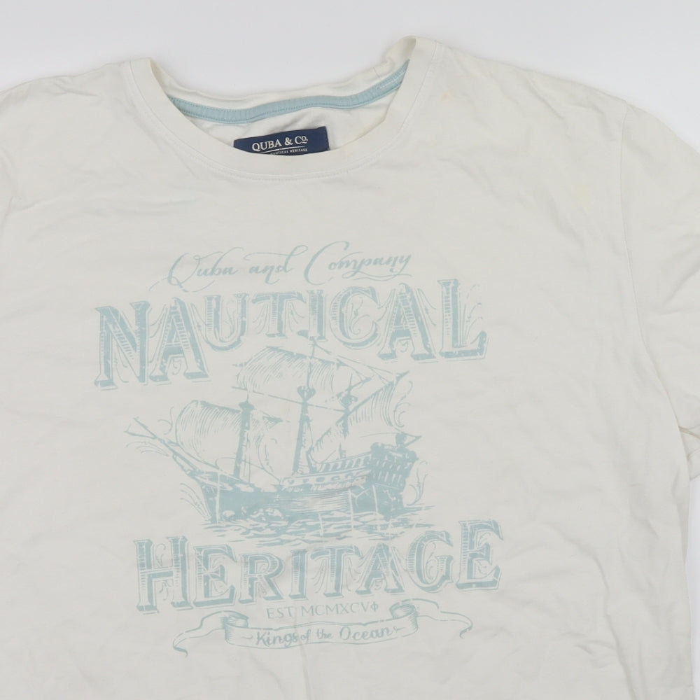 Quba & Co Mens White    T-Shirt Size XL