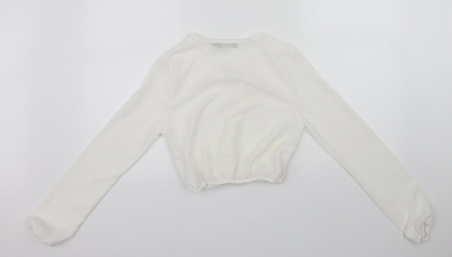 PRETTYLITTLETHING Womens White  Chiffon Jersey Blouse Size 6