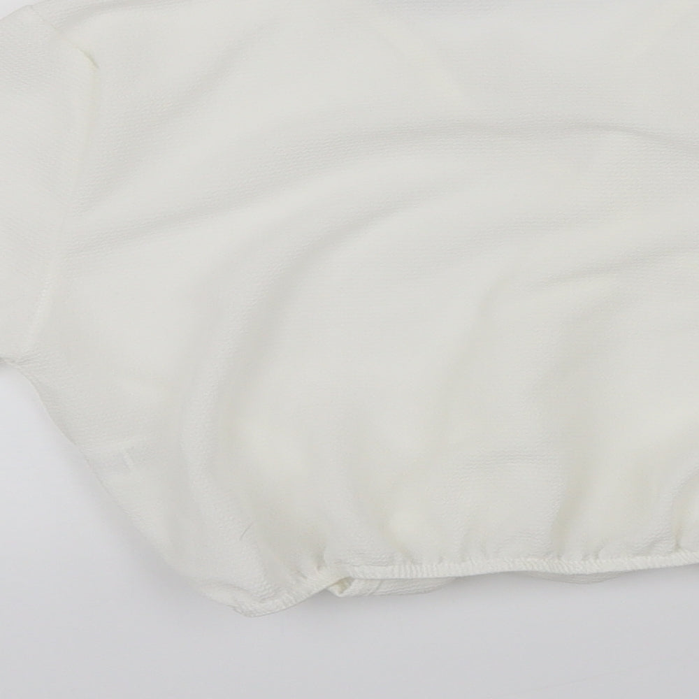PRETTYLITTLETHING Womens White  Chiffon Jersey Blouse Size 6