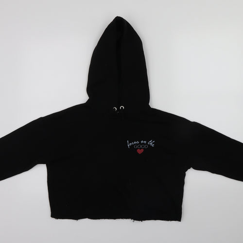 New Look Girls Black   Pullover Hoodie Size 12-13 Years  - Cropped