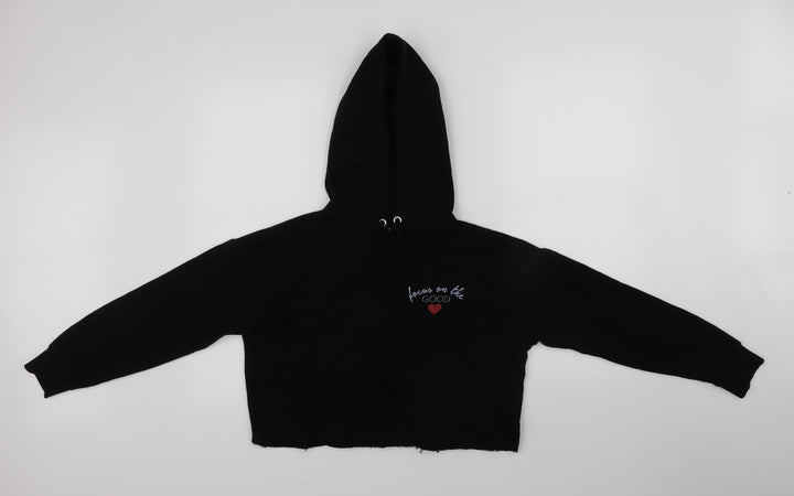 New Look Girls Black Pullover Hoodie Size 12-13 Years - Cropped