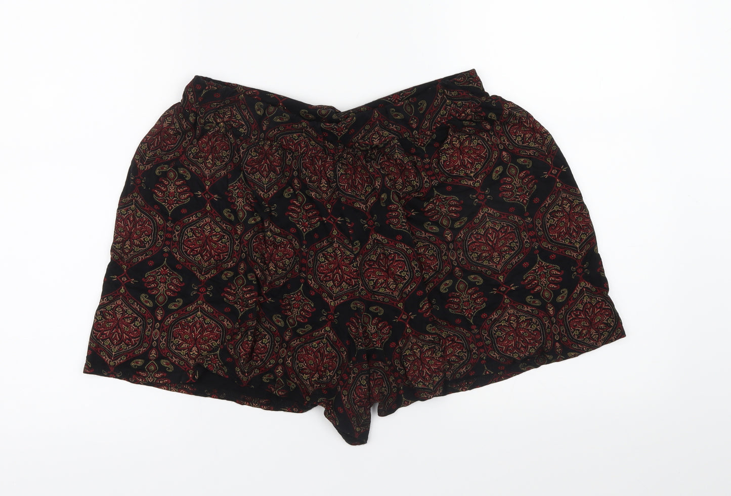 Boohoo Womens Black Paisley  Sweat Shorts Size 18