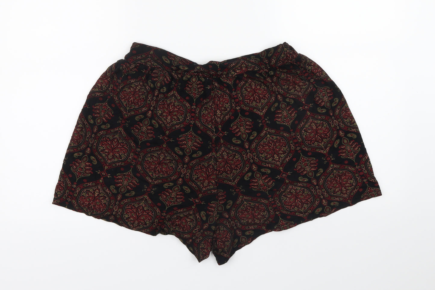 Boohoo Womens Black Paisley  Sweat Shorts Size 18