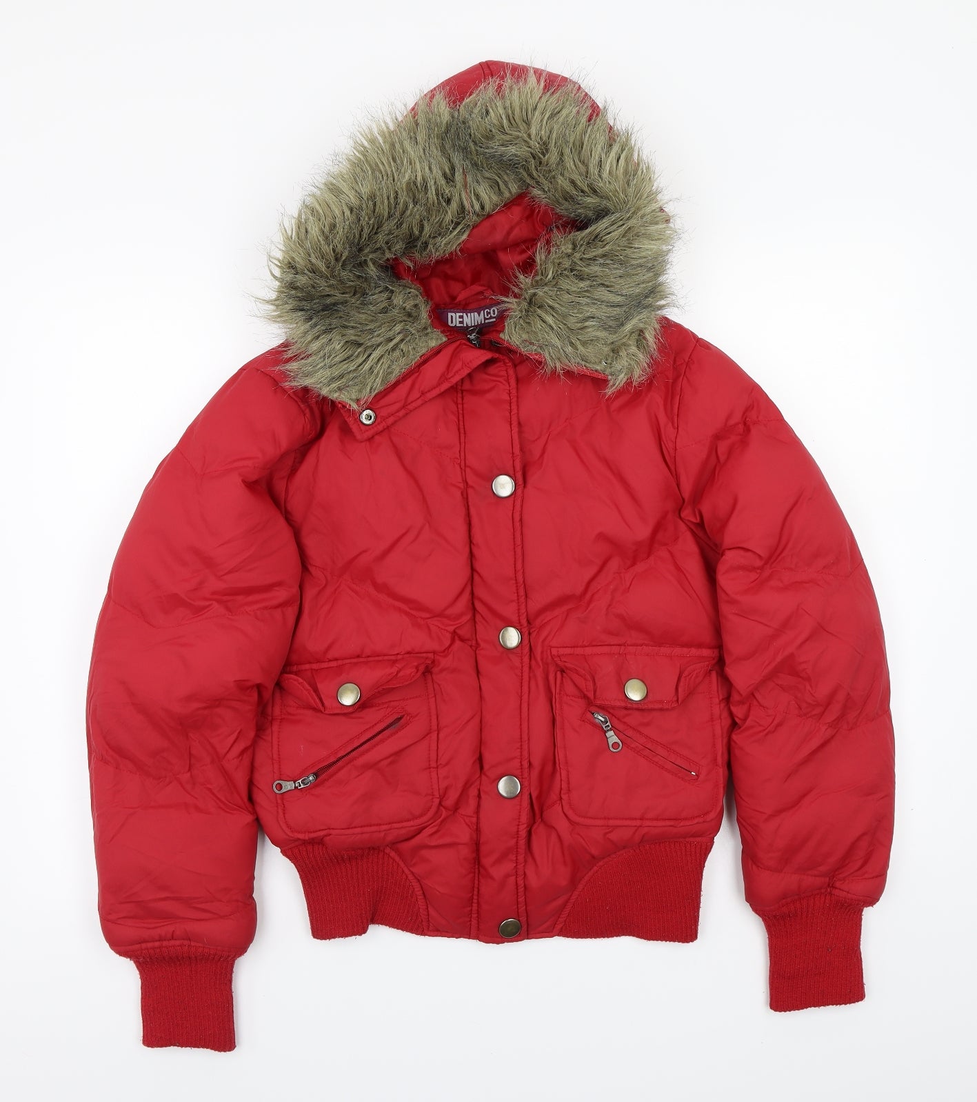 Denim & Co. Womens Red   Jacket Coat Size 14