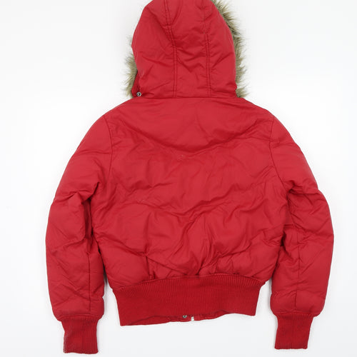 Denim & Co. Womens Red   Jacket Coat Size 14