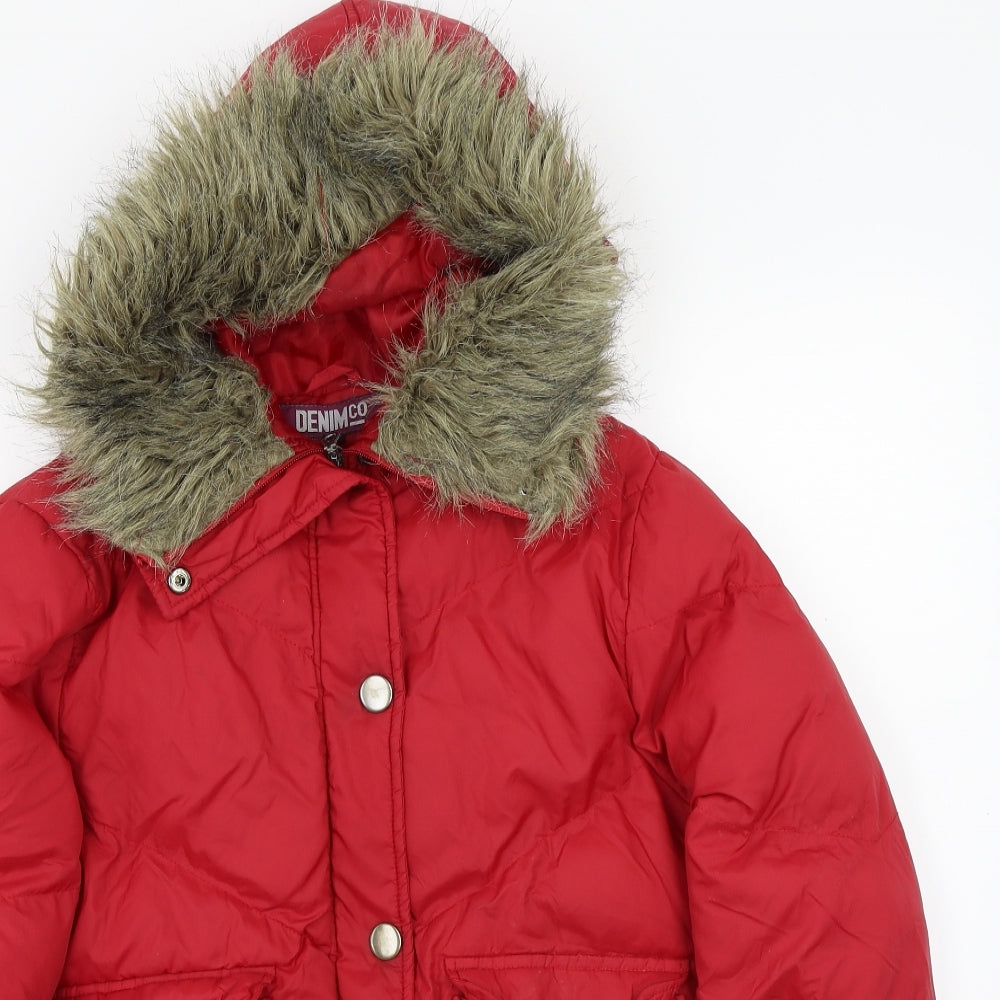 Denim & Co. Womens Red   Jacket Coat Size 14