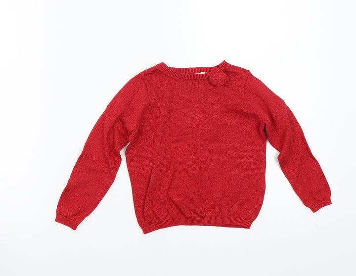 H&M Girls Red   Pullover Jumper Size 2 Years