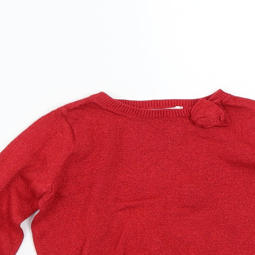 H&M Girls Red   Pullover Jumper Size 2 Years