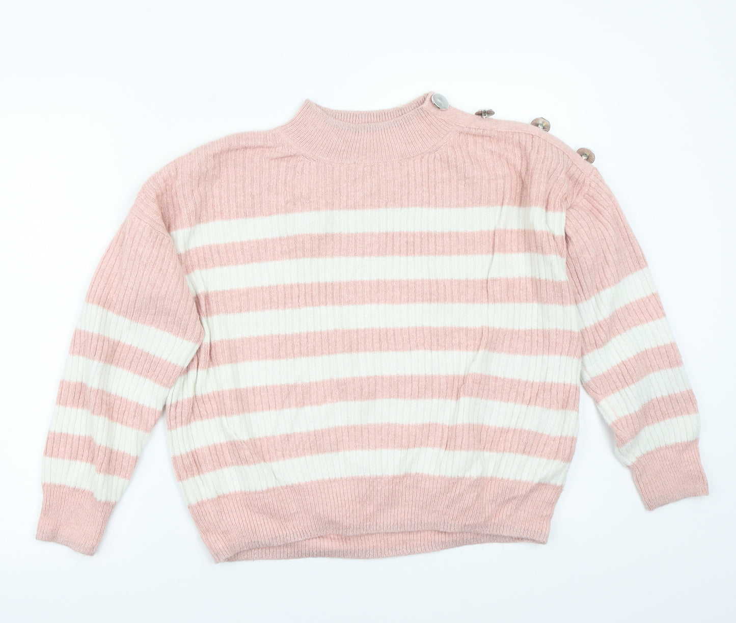 George Womens Pink Striped  Pullover Jumper Size M