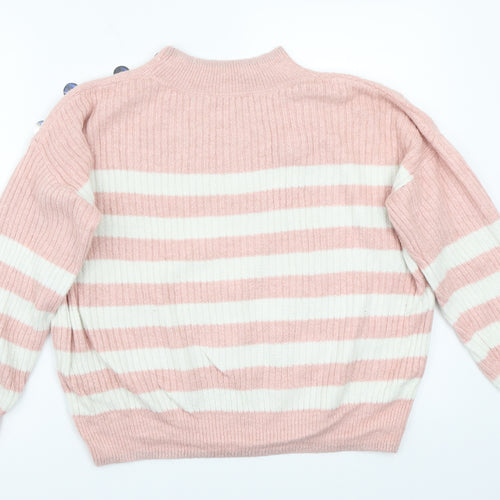 George Womens Pink Striped  Pullover Jumper Size M