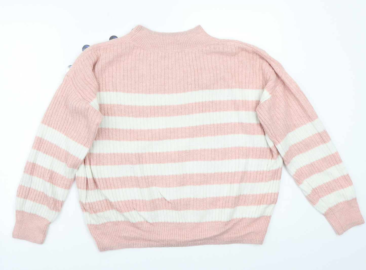George Womens Pink Striped  Pullover Jumper Size M