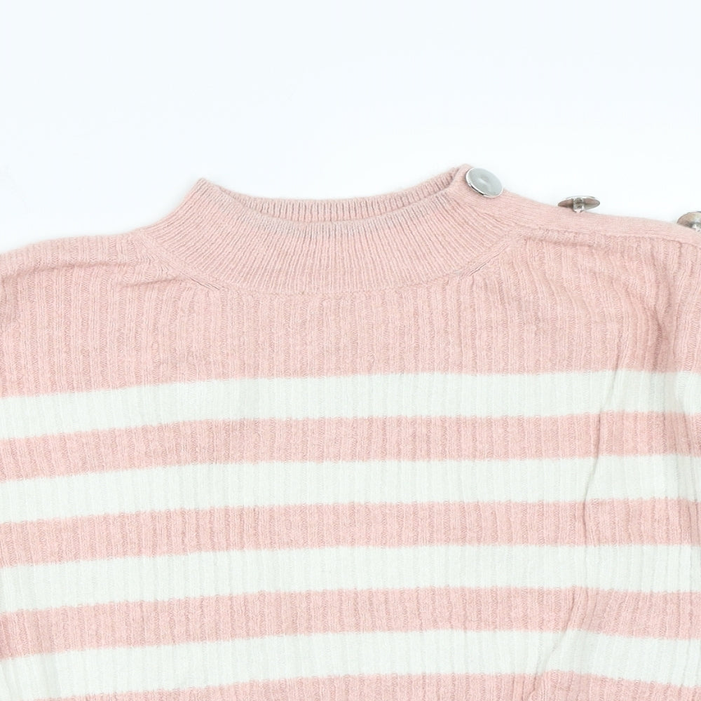 George Womens Pink Striped  Pullover Jumper Size M