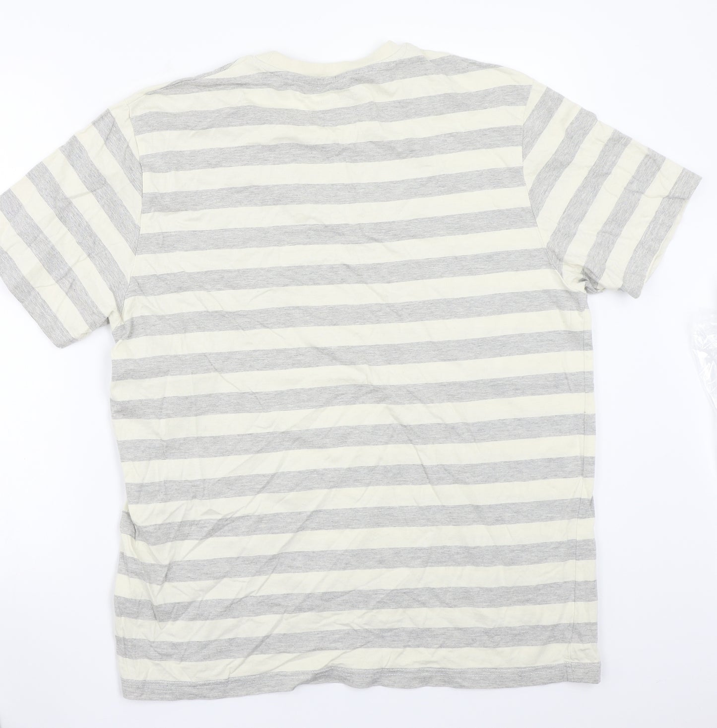 TU Mens Grey Striped   T-Shirt Size L