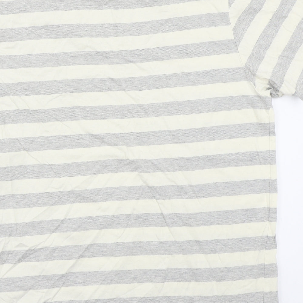 TU Mens Grey Striped   T-Shirt Size L