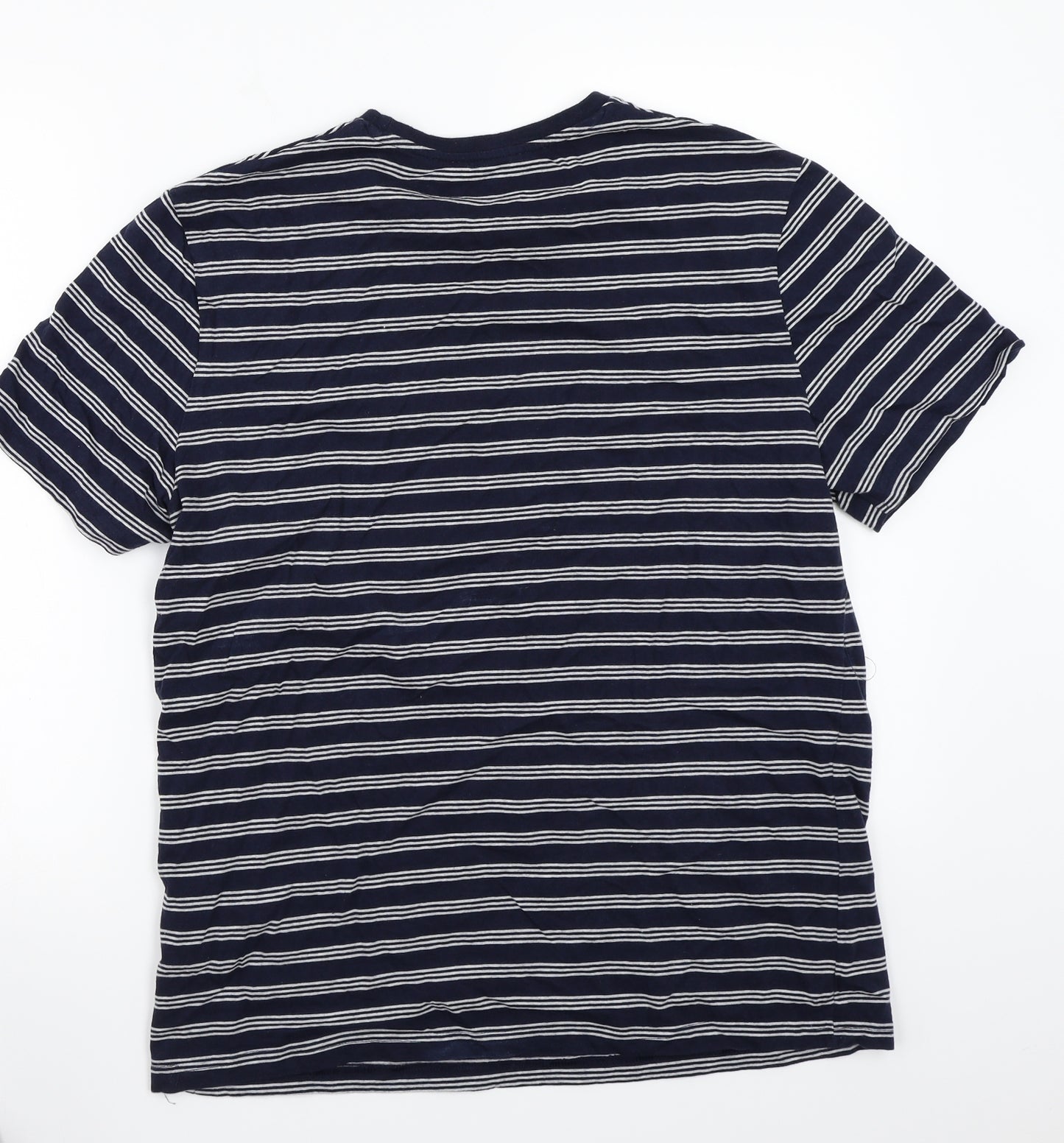 F&F Mens Blue Striped   T-Shirt Size L