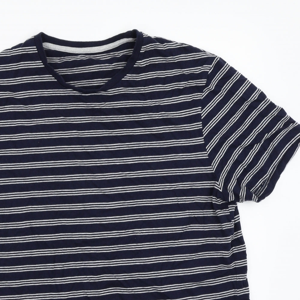 F&F Mens Blue Striped   T-Shirt Size L