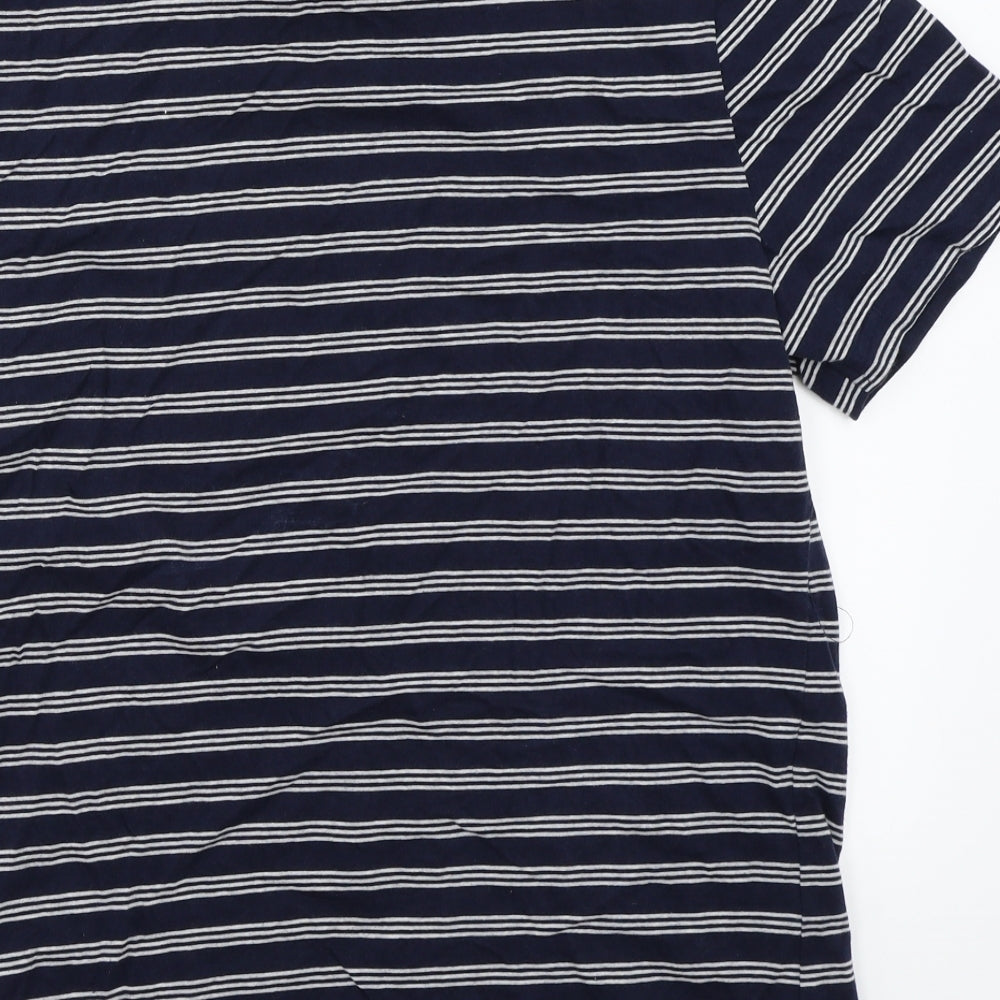 F&F Mens Blue Striped   T-Shirt Size L