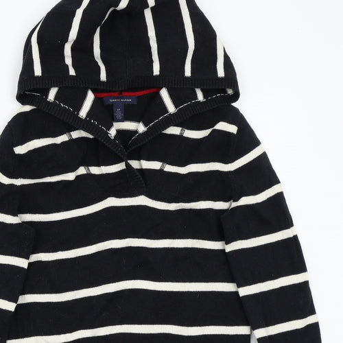 Tommy Hilfiger Womens Black Striped  Pullover Hoodie Size S