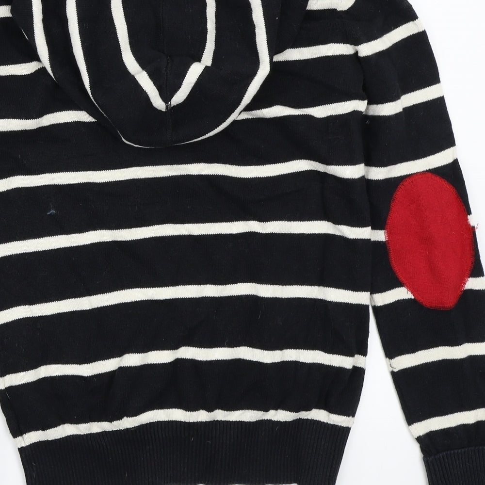 Tommy Hilfiger Womens Black Striped  Pullover Hoodie Size S