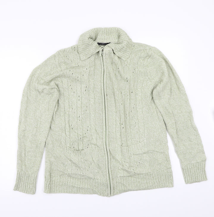 BM Womens Green Cardigan Jumper Size M