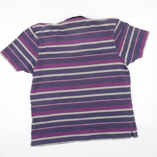 Marks and Spencer Mens Purple Striped   Polo Size M