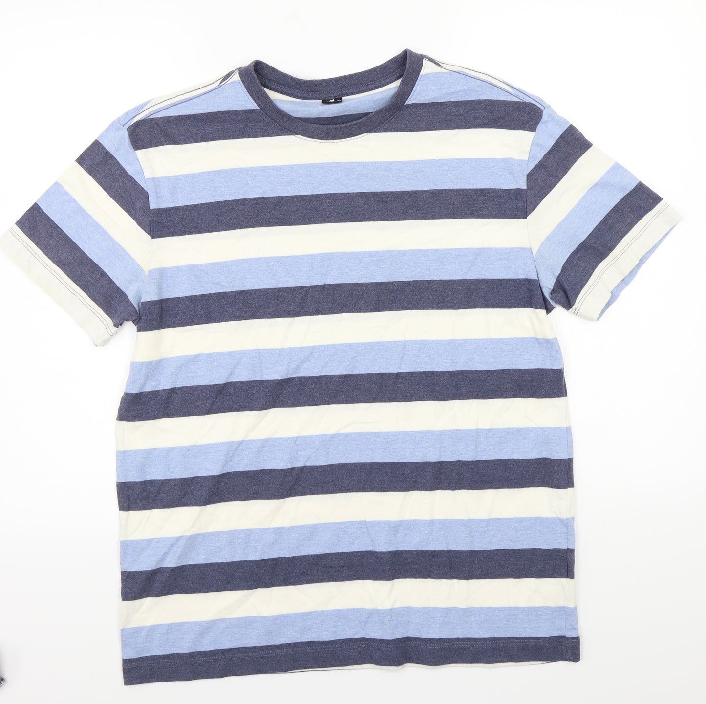 Preworn Mens Blue Striped   T-Shirt Size M
