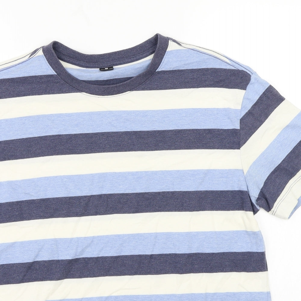 Preworn Mens Blue Striped   T-Shirt Size M