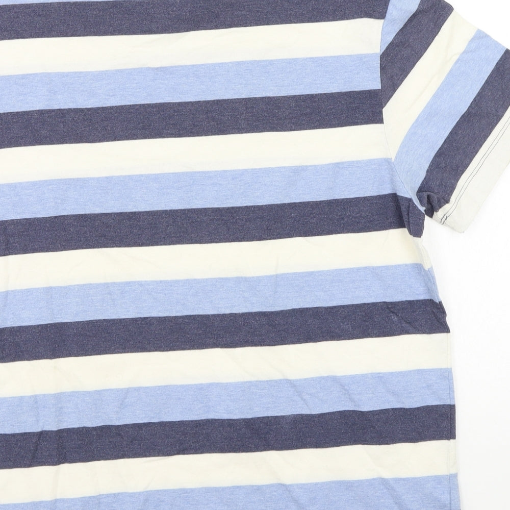 Preworn Mens Blue Striped   T-Shirt Size M