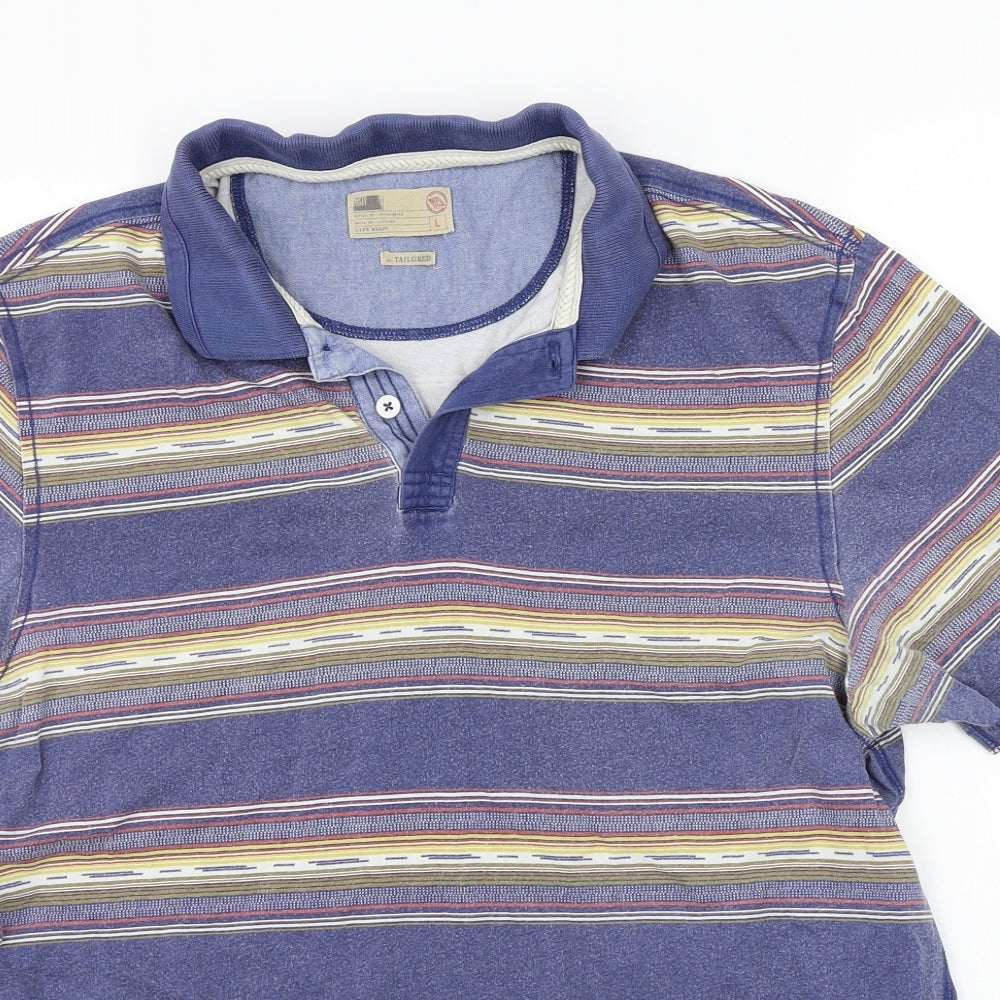 North coast Mens Blue Striped   Polo Size L