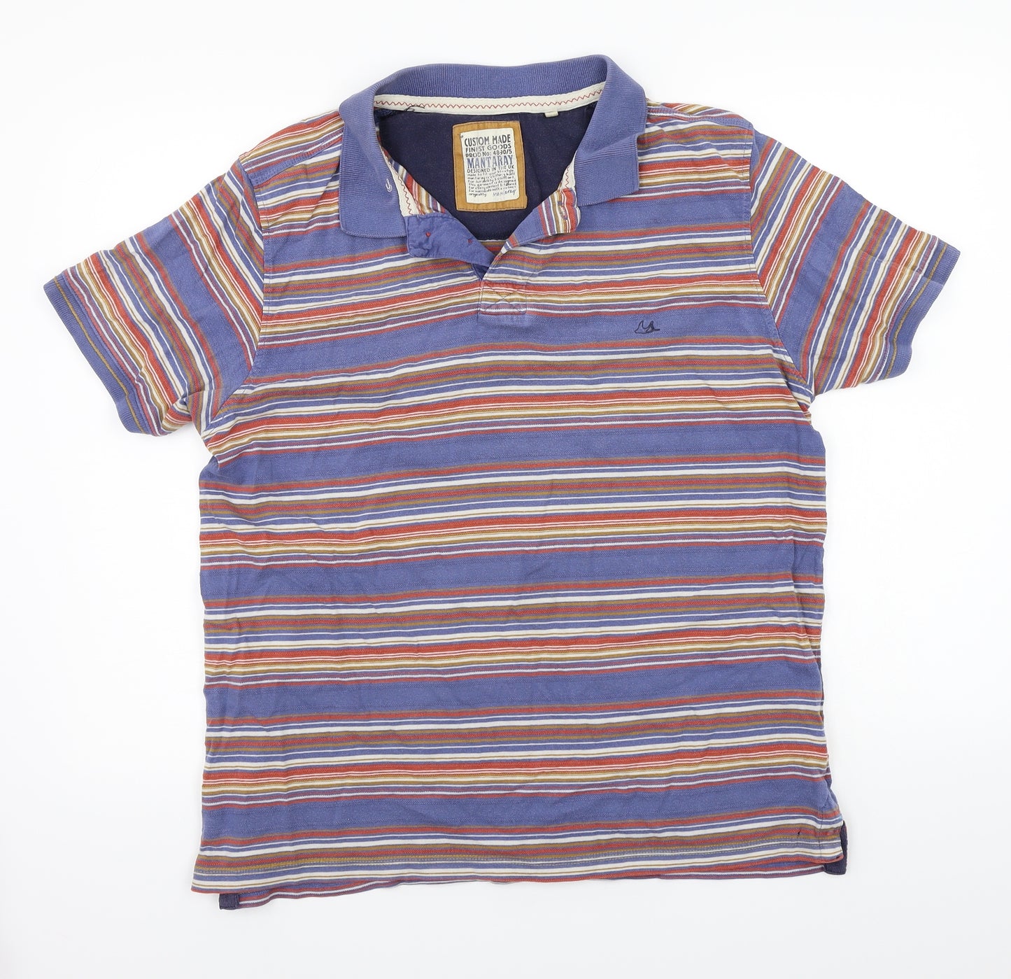 Mantaray Mens Blue Striped   Polo Size M