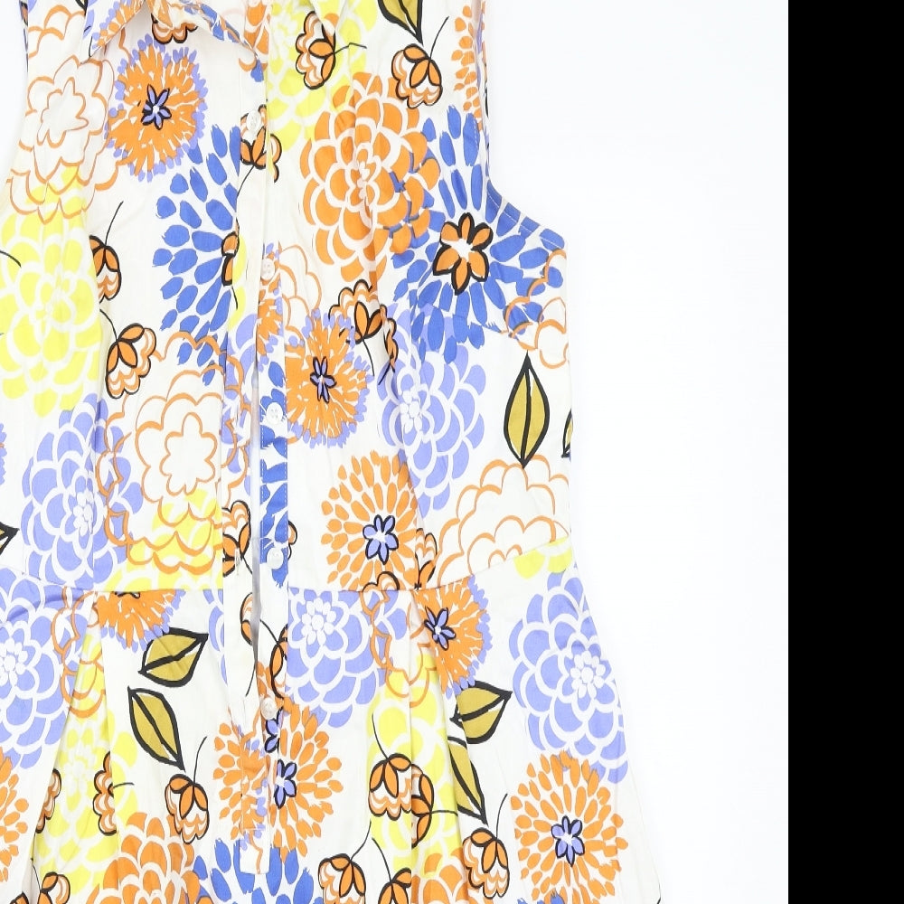 TU Womens White Floral Rayon A-Line  Size 14
