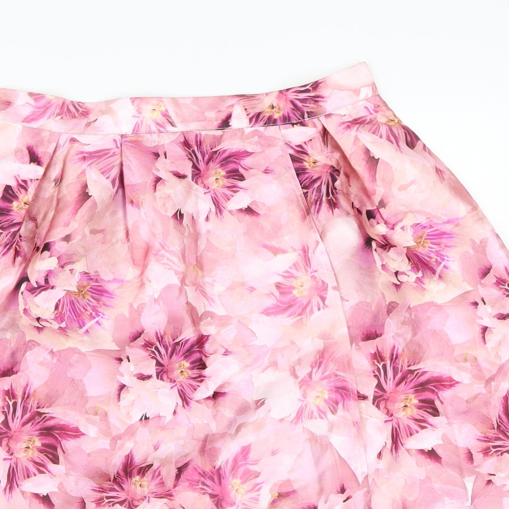 Luxe Womens Pink Floral  A-Line Skirt Size 16