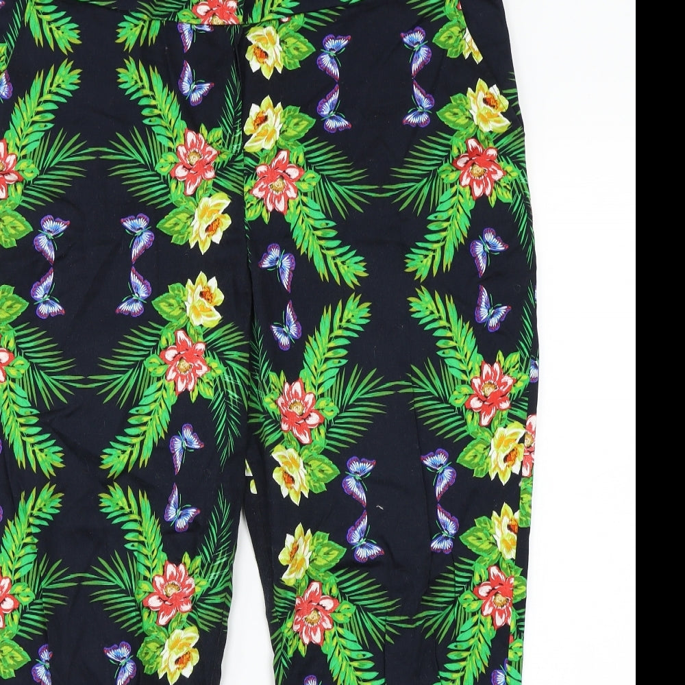 Primark Womens Blue Floral  Trousers  Size 18 L27 in