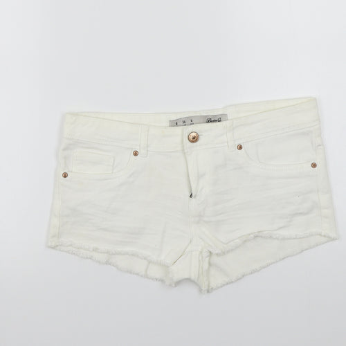Denim & Co. Womens White   Cut-Off Shorts Size 8
