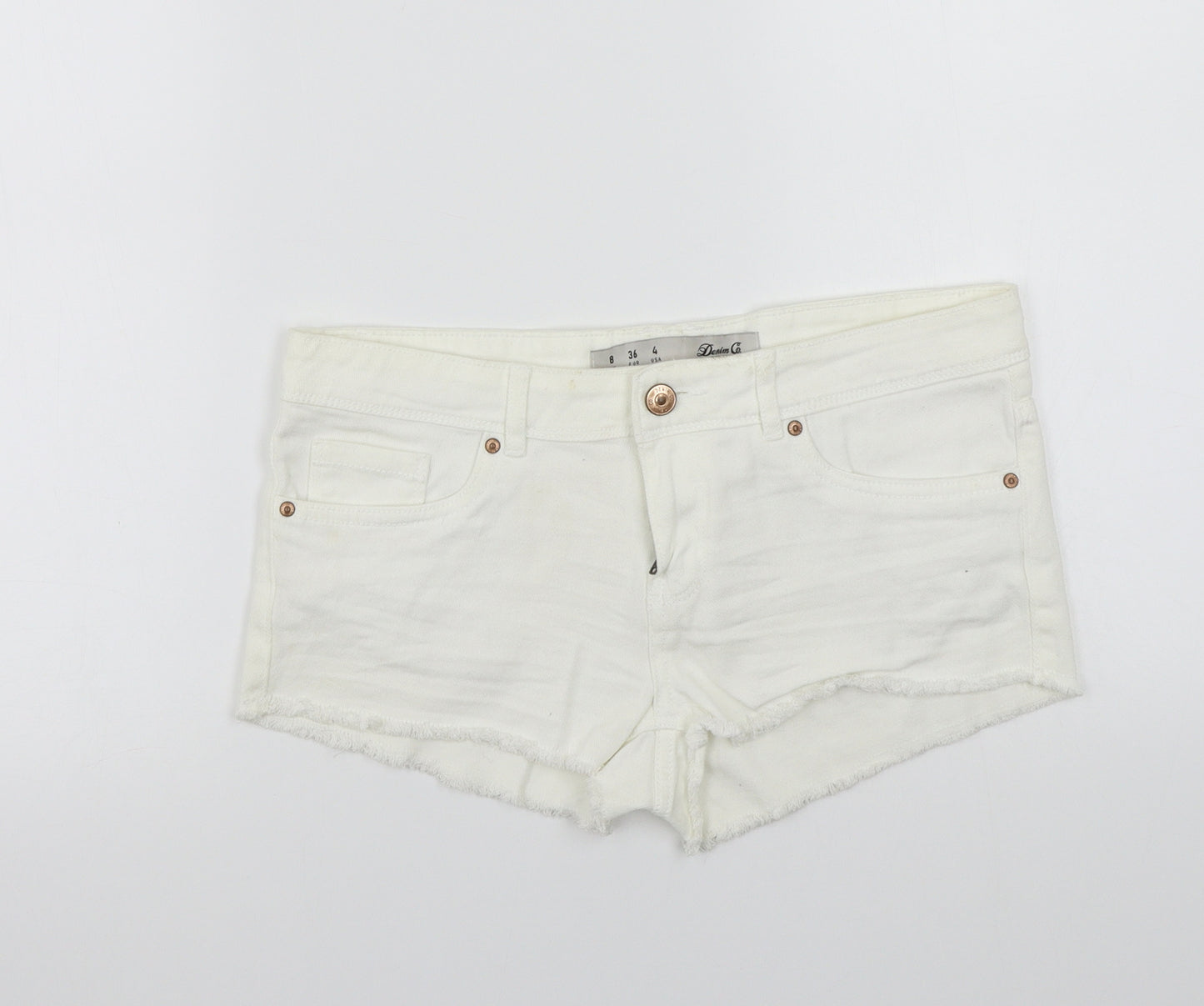 Denim & Co. Womens White   Cut-Off Shorts Size 8