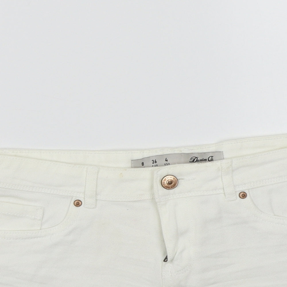 Denim & Co. Womens White   Cut-Off Shorts Size 8