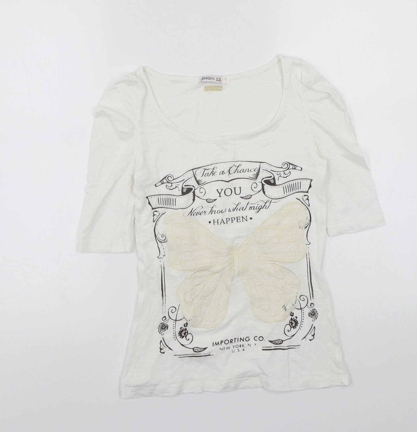 Bershka Womens White   Basic T-Shirt Size S