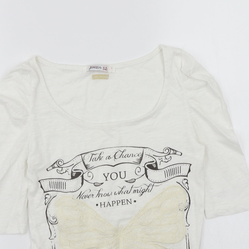 Bershka Womens White   Basic T-Shirt Size S