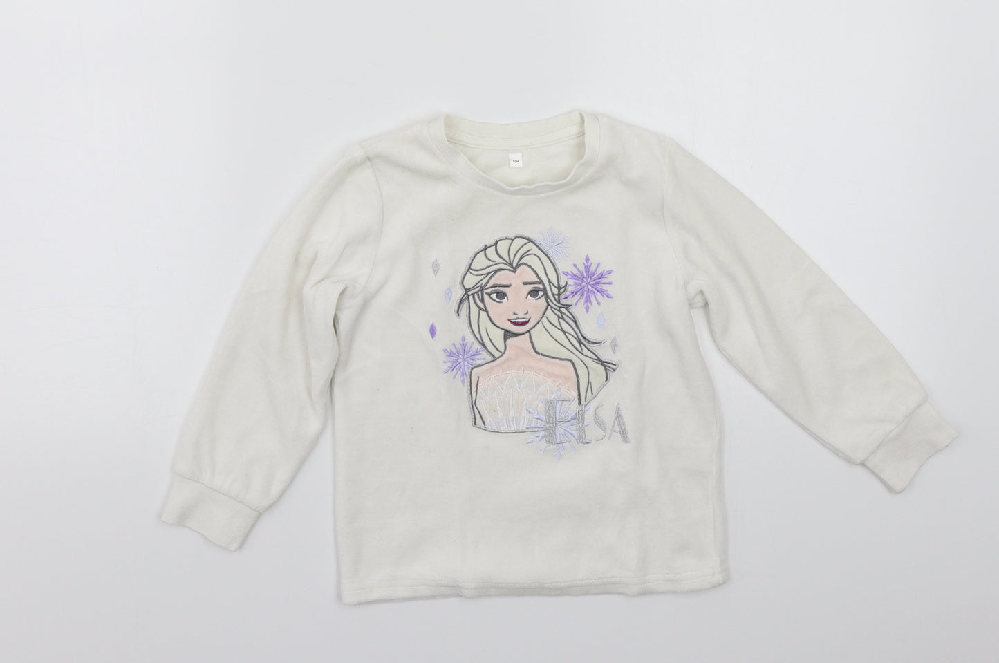 Preworn Girls White   Pullover Jumper Size 4-5 Years