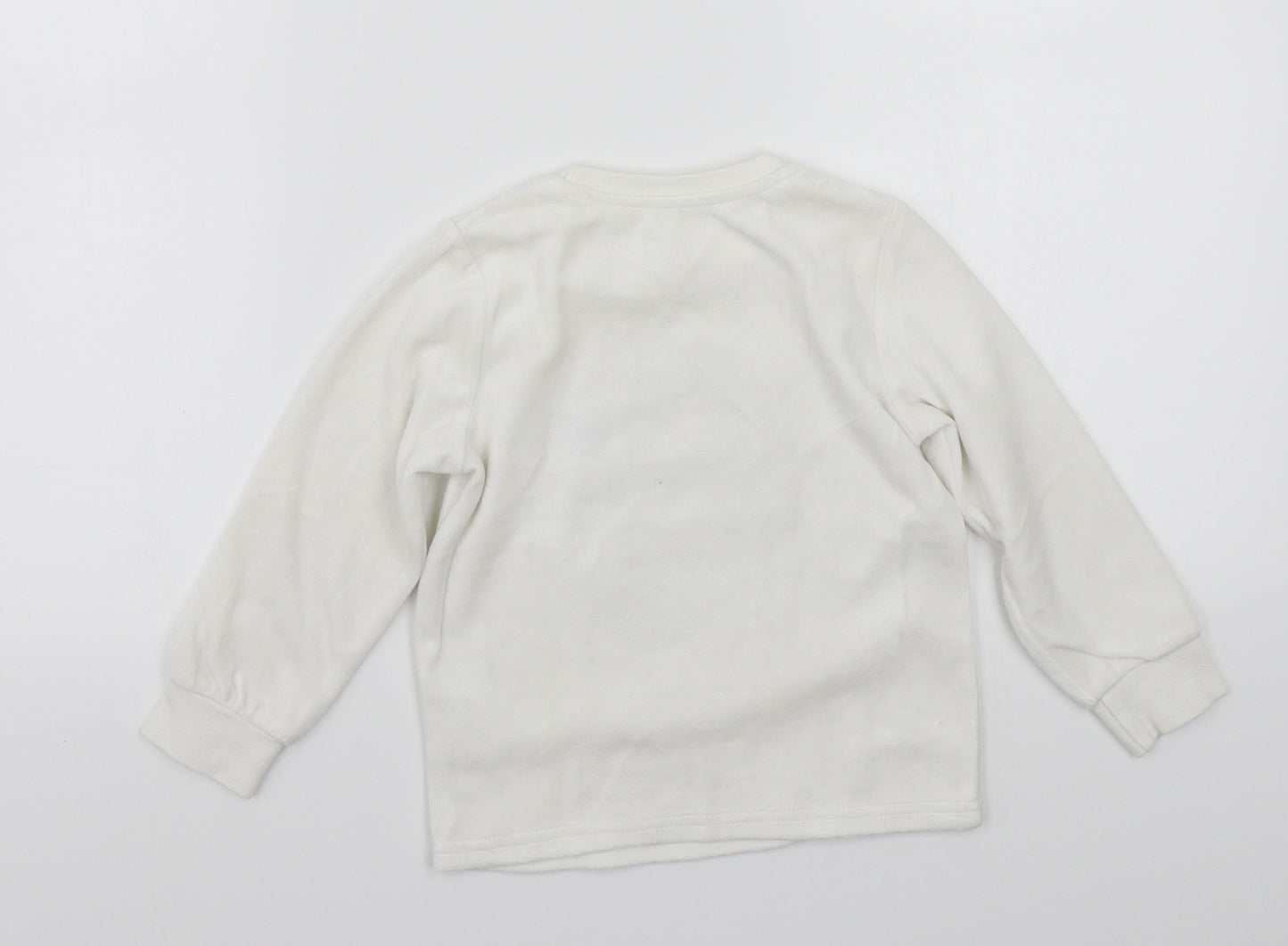 Preworn Girls White   Pullover Jumper Size 4-5 Years