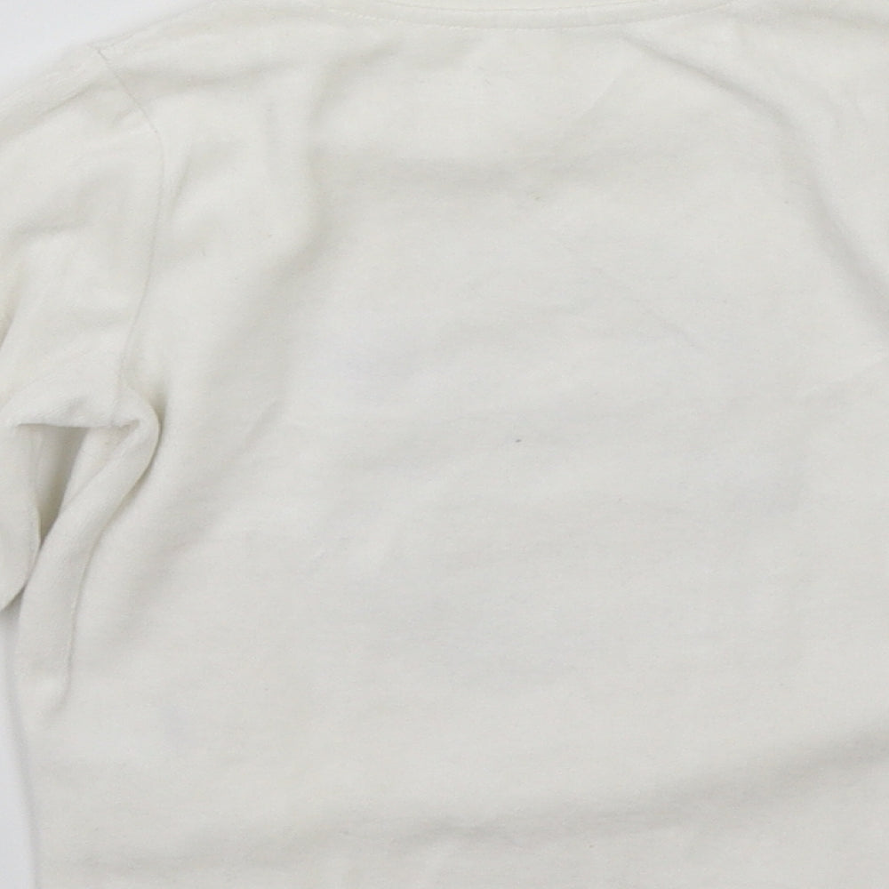 Preworn Girls White   Pullover Jumper Size 4-5 Years