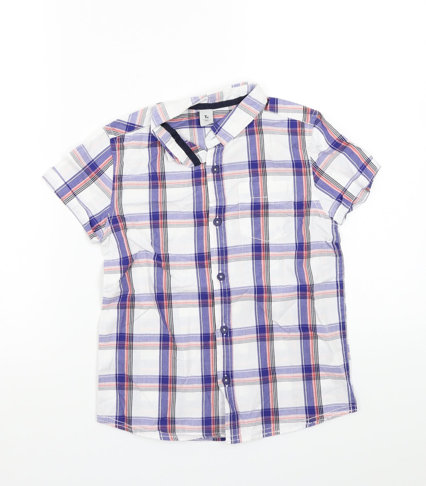 TU Boys White Check  Basic Button-Up Size 7 Years